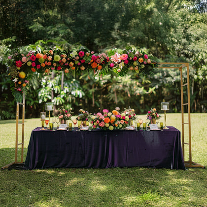 Gold Rectangular Arbor - Freestanding 6' High Over the Table Stand, Backdrop Stand with Double Frame for Floral Balloon Décor - 6ftx8ft
