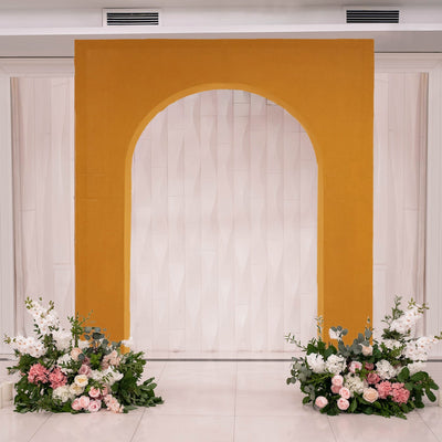 Gold Spandex Wedding Arch Cover for Arc de Triomphe Stand, Stretch Fitted Floral Balloon Frame Backdrop Stand Cover - 8ft