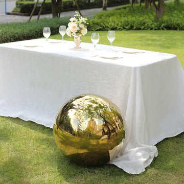 Gold Stainless Steel Gazing Globe Mirror Ball, Reflective Shiny Hollow Garden Sphere - 20"