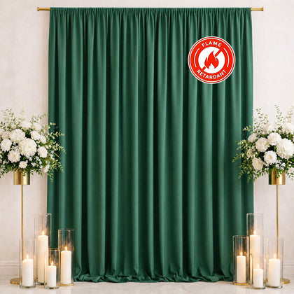 Scuba Polyester Backdrop Curtain Hunter Emerald Green 10ftx12ft Durable Flame Resistant Wrinkle-Free Event Drape Panel With Rod Pocket