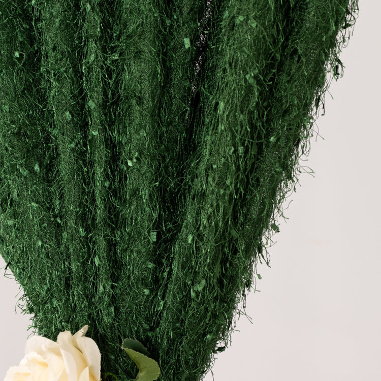 8ftx8ft Green Fringe Shag Polyester Photo Backdrop Curtain, Minky Fabric Wedding Drapery Panel