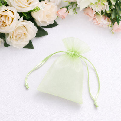 100 Pack Mint Organza Drawstring Favor Bags 3" x 4" – Wedding Party Gift Bags