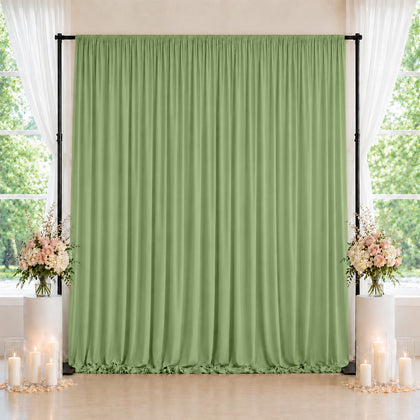 Spandex Backdrop Curtain Sage Green 10ft x 10ft, 4-Way Stretch Wrinkle-Free Photo Booth Backdrop with Rod Pockets for Wedding & Events