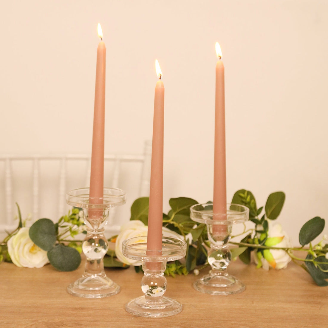 10Pack Dusty Rose Wax Taper Candles 10