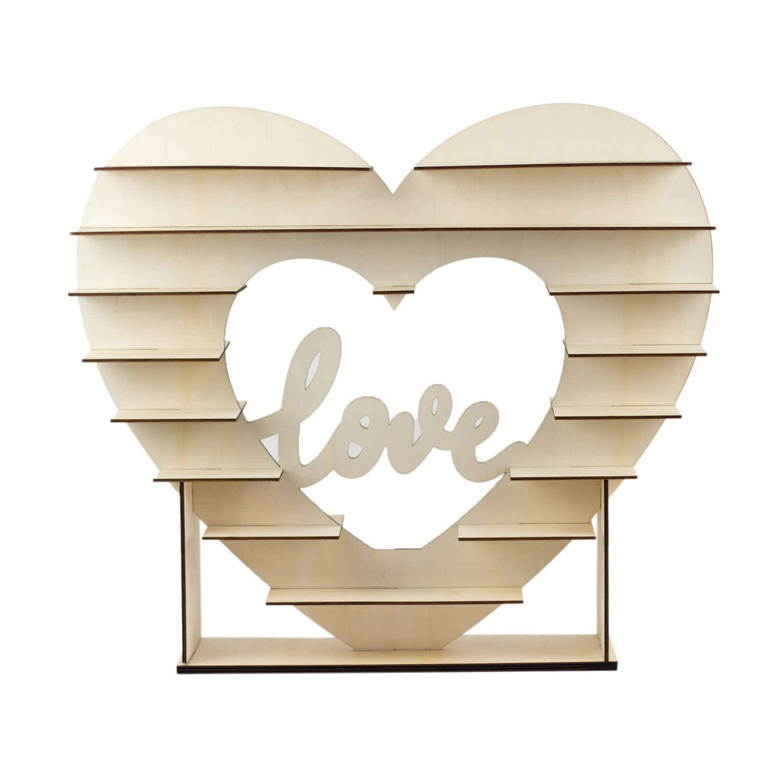 8-Layer Heart Wooden Dessert Display Stand Natural 26