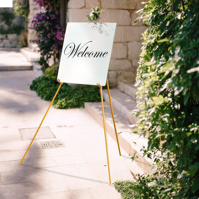 Heavy Duty Portable Gold Metal Easel Stand - 65" Adjustable Tripod, Collapsible for Art, Signs, and Display