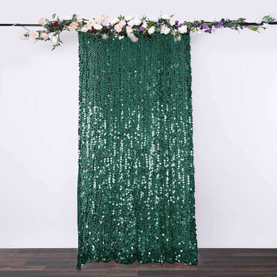 Hunter Emerald Green Big Payette Sequin Backdrop Drape Curtain, Photo Booth Event Divider Panel - 8ftx8ft