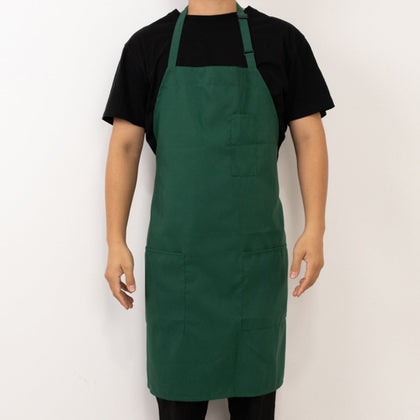 Hunter Emerald Green Premium Polyester Kitchen Chef Apron with Adjustable Neck and Long Ties, Waterdrop Resistant 2 Pockets Unisex Cooking Bib Apron