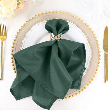 5 Pack Hunter Emerald Green Seamless Cloth Dinner Napkins, Reusable Linen 20"x20"