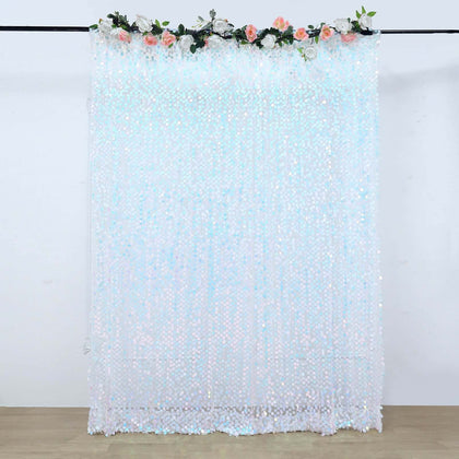 Iridescent Blue Big Payette Sequin Backdrop Drape Curtain, Photo Booth Event Divider Panel - 8ftx8ft