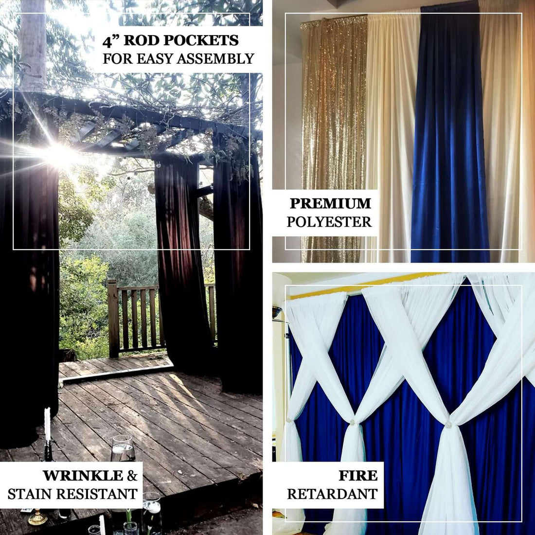 Ivory Scuba Polyester Backdrop Drape Curtains | eFavormart