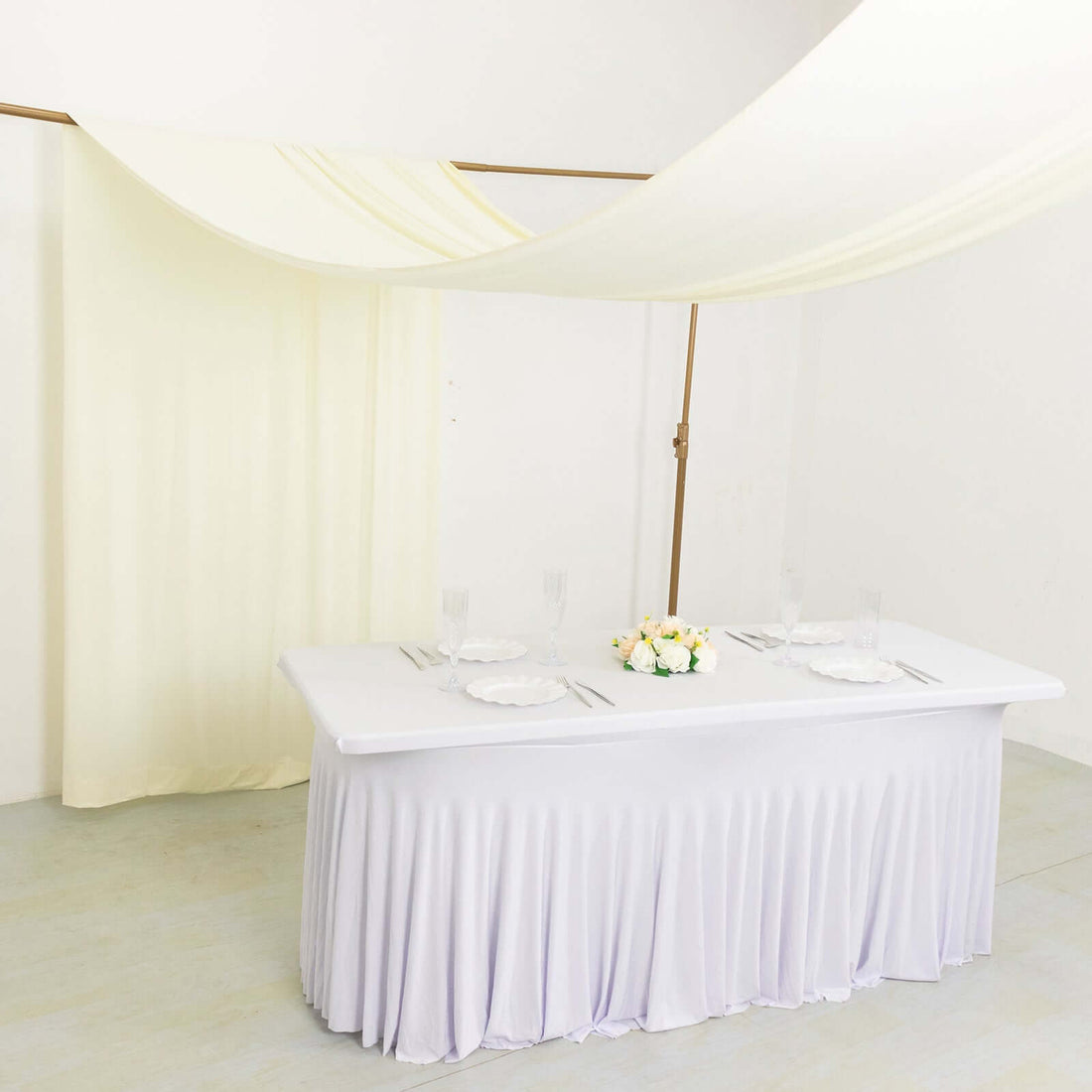 5ftx18ft Backdrop Drape Curtain Spandex Ivory | eFavormart