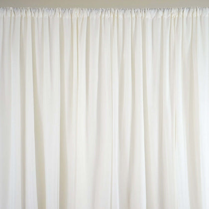 Ivory Chiffon Polyester Backdrop Drape Curtain, Dual Layer Event Divider Panel with Rod Pockets - 20ftx10ft