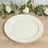 Elegant cream plate with gold beaded rim, perfect for table settings.