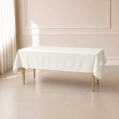 Ivory Polyester Rectangle Tablecloth 60"×84" – Wrinkle-Resistant, Durable Party / Event Table Cover