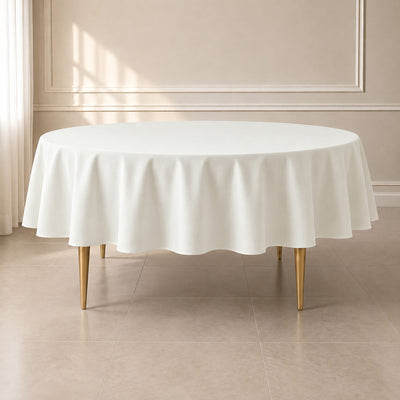 Polyester Round Tablecloth 90" Ivory - Reusable & Durable Table Cover