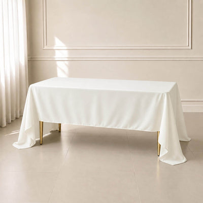 Premium Polyester Rectangle Tablecloth 60"x126" Ivory - 220GSM Wrinkle-Resistant Table Cover