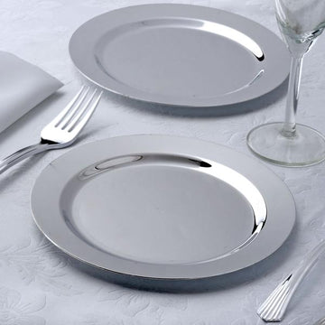 Glossy Silver Plastic Dessert Plates with Metallic Finish