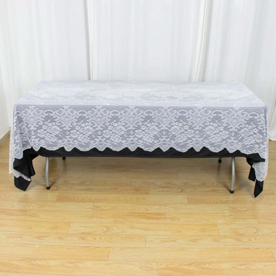 Lace Rectangular Oblong Tablecloth 60"x108" White with Premium Design - Perfect for Dining and Gatherings