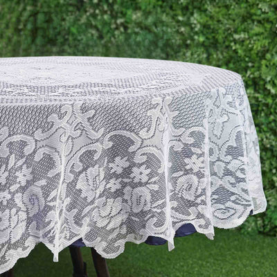 Lace Round Tablecloth 70" White with Premium Design - Ideal for Dining and Casual Gatherings