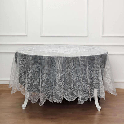 Lace Round Tablecloth 90" Ivory with Premium Design Table Cover