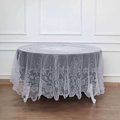 Lace Round Tablecloth 90" White with Premium Design - Perfect for Both Casual and Formal Occasions