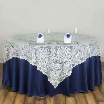 Lace Square Table Overlay 72"x72" Ivory - Victorian Design Table Topper