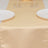 Elegant gold satin table runner with white plates and wine glasses.