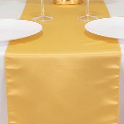 Lamour Satin Table Runner 12"x108" Champagne - Lustrous Wedding Decor
