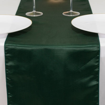 Lamour Satin Table Runner 12"x108" Hunter Emerald Green - Lustrous Wedding Decor