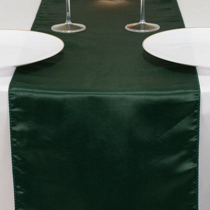 Lamour Satin Table Runner 12"x108" Hunter Emerald Green - Lustrous Wedding Decor