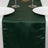 Green satin table runner on a dining table with two plates.