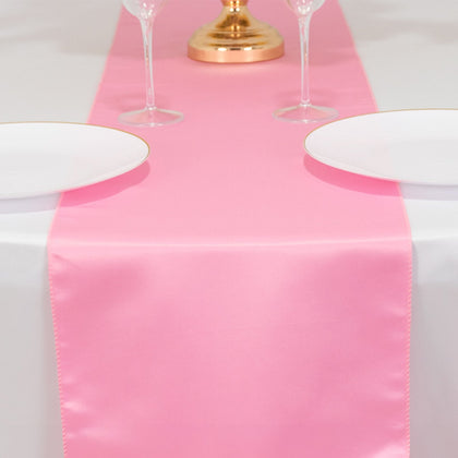 Lamour Satin Table Runner 12"x108" Pink - Lustrous Wedding Decor