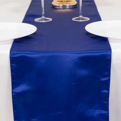 Lamour Satin Table Runner 12"x108" Royal Blue - Lustrous Wedding Decor