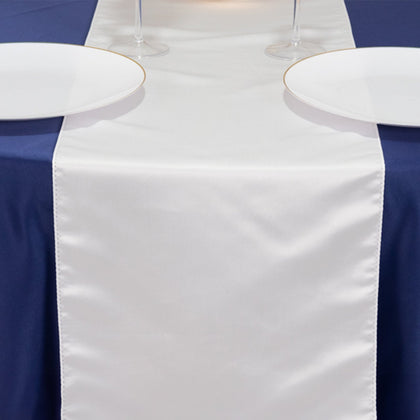 Lamour Satin Table Runner 12"x108" White - Smooth & Lustrous Wedding Decor