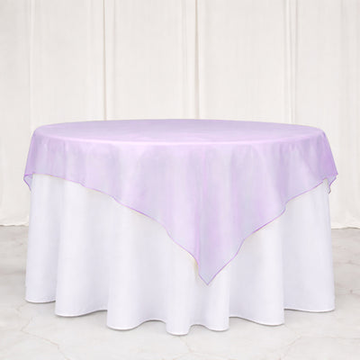 10 Pack Organza Table Overlay 72"x72" Lavender Lilac - Sheer Table Topper