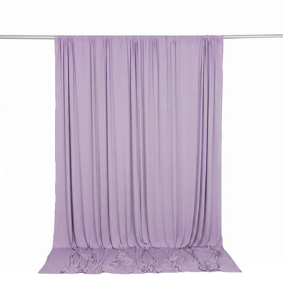 Lavender sheer draped curtain backdrop on rod