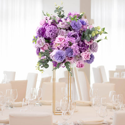 Pre-Arranged Silk Floral Centerpiece in Lavender Lilac, 22" Artificial Rose, Hydrangea & Chrysanthemum Flower Ball Bouquet for Event, Wedding