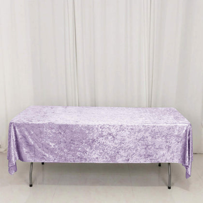 Premium Crushed Velvet Rectangle Tablecloth 60"x102" Lavender Lilac - Soft Textured Feel Reusable Table Cover