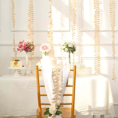 Leaf Petal Taffeta Ribbon Sash Champagne 50ft 4" - Artificial DIY Fabric Garland