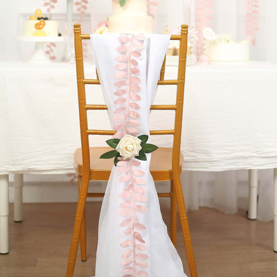 Leaf Petal Taffeta Ribbon Sash Dusty Rose 50ft 4" - Artificial DIY Fabric Garland