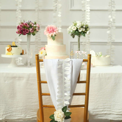 Leaf Petal Taffeta Ribbon Sash Ivory 50ft 4" - Artificial DIY Fabric Garland
