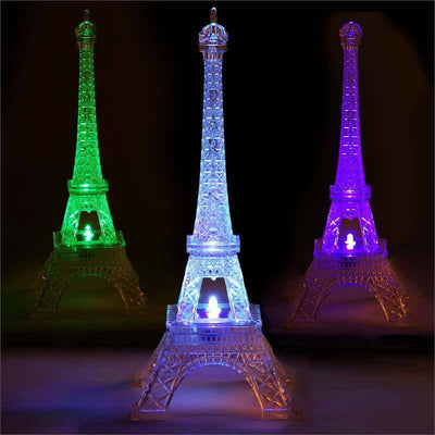 LED Eiffel Tower Centerpiece 10" Light Up Design Color Changing - Decorative Night Light