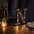 Decorative letter "N" with lights on a wooden table