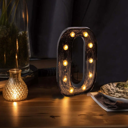 LED Marquee Letter "O" Industrial Style Antique Black 9" - Vintage Light-Up Sign for Events & Decor