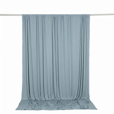 Light blue sheer curtain panel hanging on a rod, studio product shot