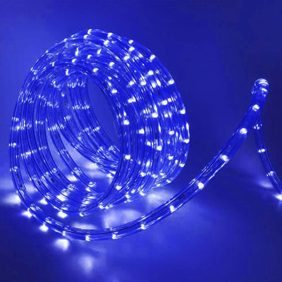 Light Blue Waterproof Outdoor LED Rope Light, 120V With 250 Bright LEDs 33ft