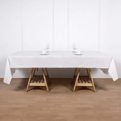 Paper Linen-Like Airlaid Tablecloth 50"x108" Rectangle White - Soft Disposable Table Cover