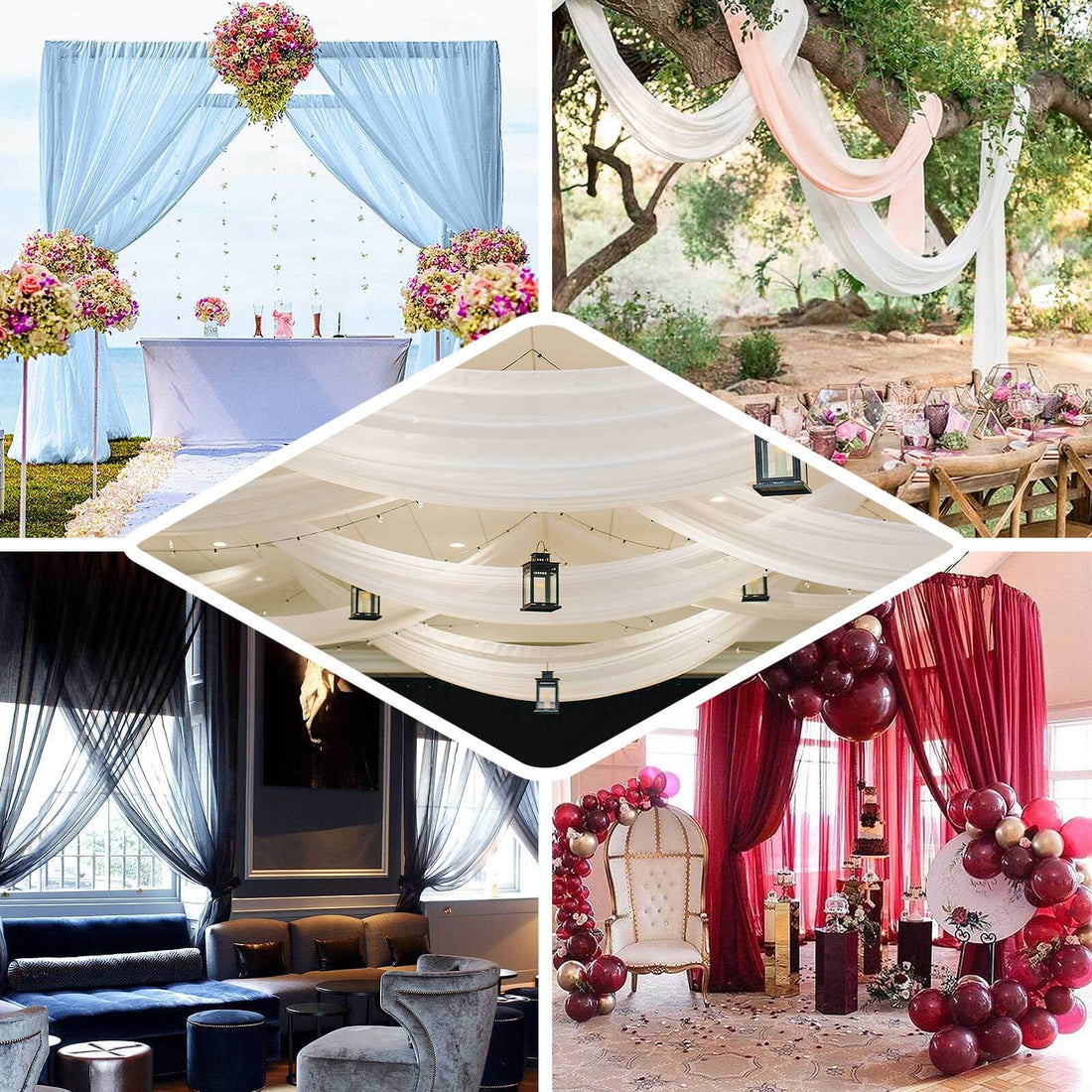Premium Silver Chiffon Ceiling Drapery | eFavormart