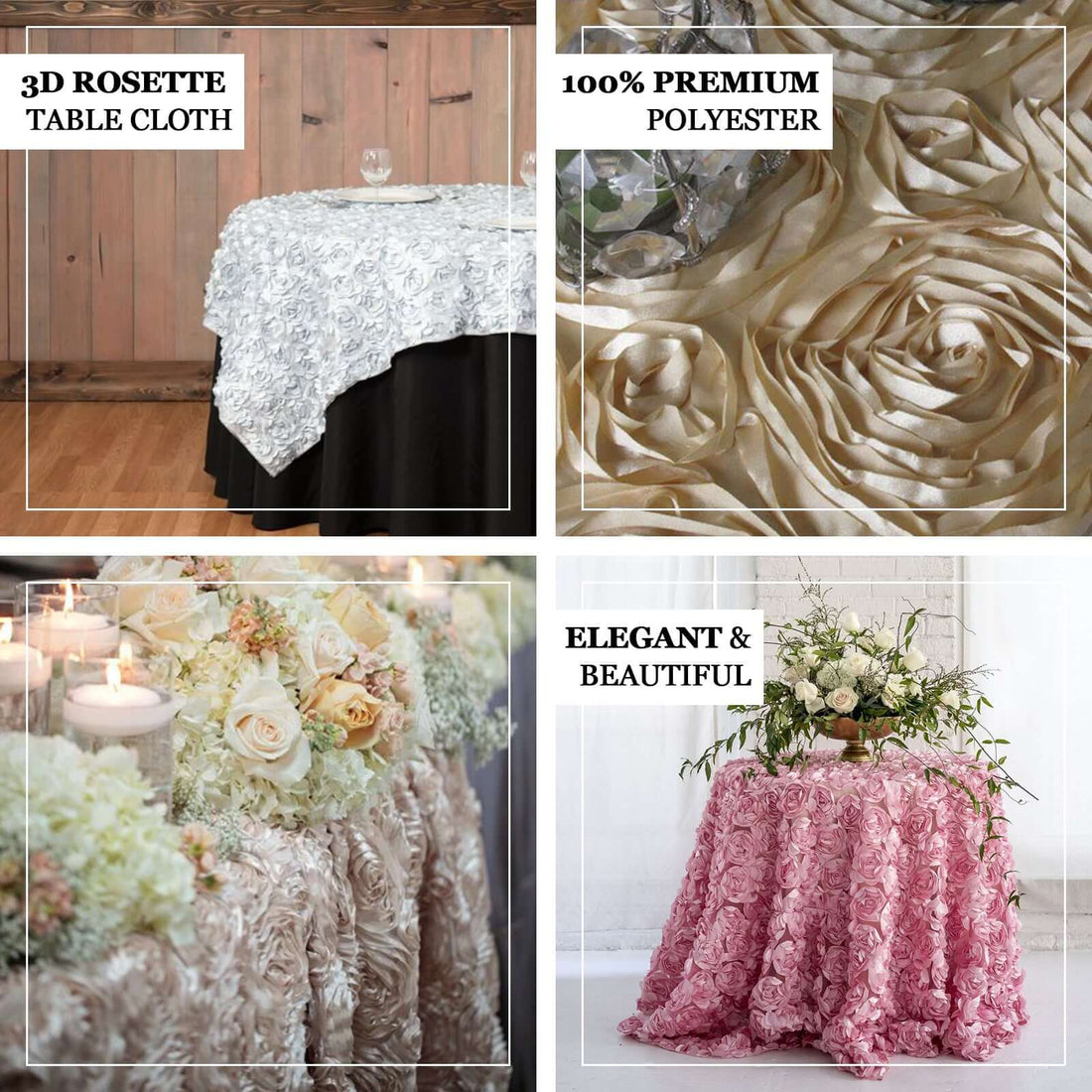 Rosette Satin Table Overlay 72